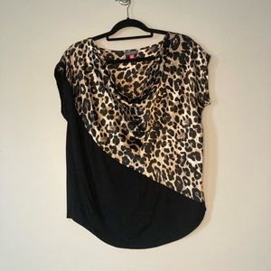 Vince Camuto Leopard Print Top S work Sexy Office Animal Print Meow.
